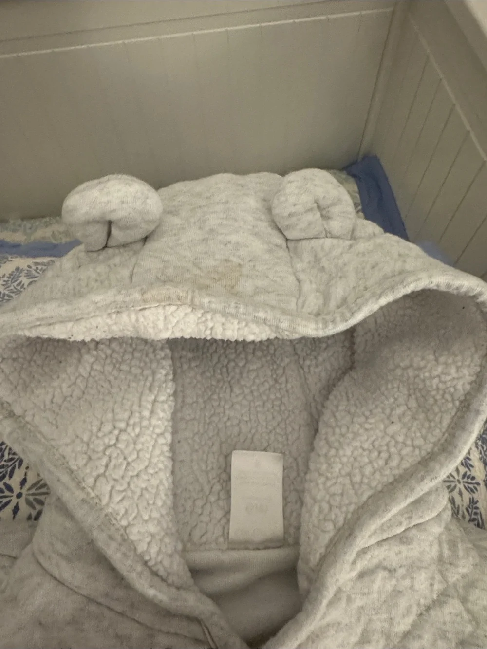 Carter's Light Heather Gray Quilted Hooded Baby One-Piece